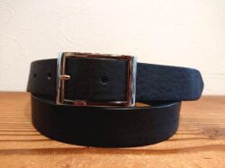 【即納品】イタリアンレザービジネスベルト／スーツベルト　チャコールブラック　30ｍｍ【ギャリソンタイプバックル】　