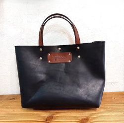 セール品！【完成品】栃木レザー製 JUN COMPANYオリジナルミニトートバッグ【ブラック】