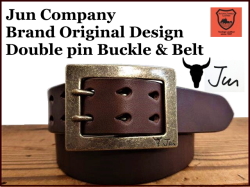 JUN COMPANYオリジナルデザイン ダブルピンバックル付き栃木レザーベルト　革ベルト　オイル多脂革　【チョコレートブラウン】40ｍｍ