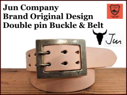 JUN COMPANYオリジナルデザイン ダブルピンバックル付き栃木レザーベルト　革ベルト【生成ナチュラル】40ｍｍ
