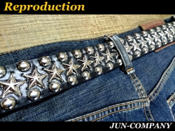 スタッズベルト　ラウンド＆シルバースタースタッズベルト　【ブラック】　40ｍｍ