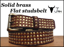 ソリッドブラス フラットスタッズベルト【チョコレートブラウン】37ｍｍ