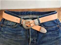 IVAN3ピースバックル付き　栃木レザー　革ベルト　ウエスタンベルト36ｍｍ【IVAN WESTEN BUCKLE 3P SET】ベルトカラーが選べます