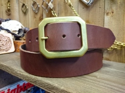 栃木オイル多脂革レザーベルト　革ベルト【チョコレートブラウン】45ｍｍ／ギャリソンバックル付