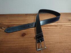 【完成品】栃木レザーデザインステッチベルト　ビジネスベルト【 ブラック】帆型バックルタイプ　35ｍｍ　サイズ：93.5ｃｍ