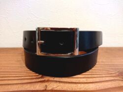 栃木レザーベルト【ブラック】30ｍｍ　ビジネスベルト／スーツベルト【ギャリソンバックル】