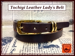 レディースベルト　栃木レザーベルト　19mm  ゴールドカラーバックル＆ダブルリング　【ベルトカラーが選べる】　カシメ留め