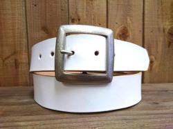栃木レザーベルト　革ベルト【ホワイト】38ｍｍ　バックル付お買い得セット