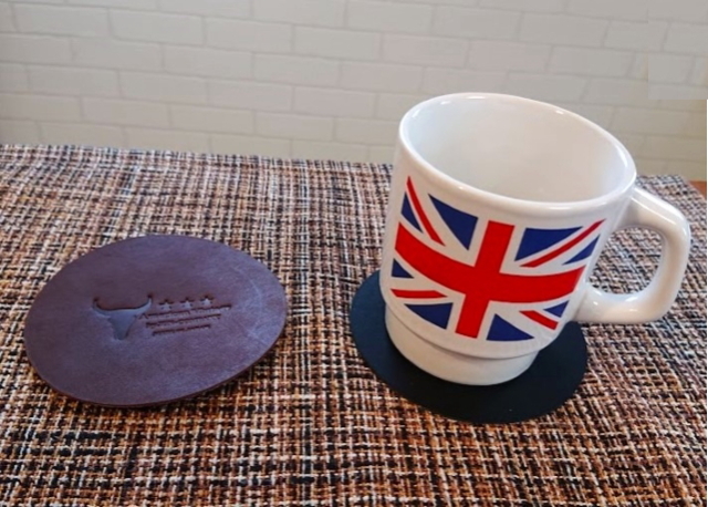 SDGs レザーコースター【ブラック＆チョコレートブラウン】2枚セット