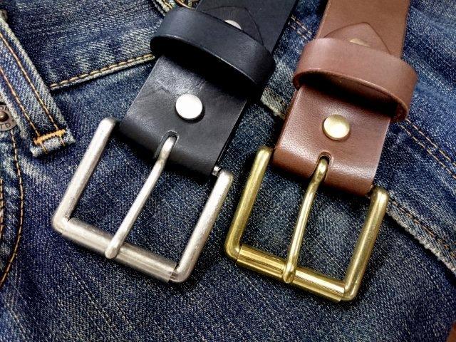 栃木レザーベルト オイル多脂革 38mm ローラーバックル付きベルト