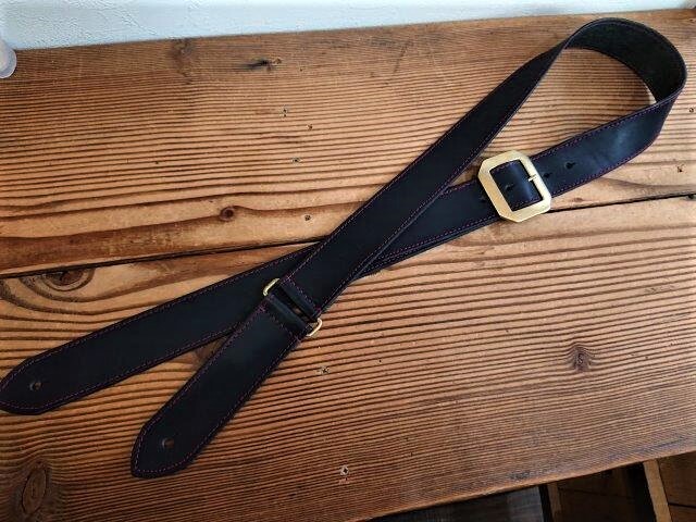 栃木レザー ギターストラップ バックル式 ステッチデザイン