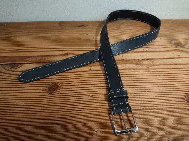 完成品】イタリアンレザーデザインステッチベルト【 チャコール