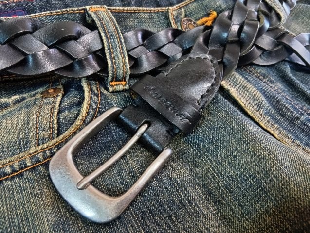 栃木レザーメッシュベルト 【ブラック】35mm／4本編み 選べる