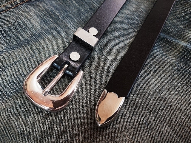 IVAN3ピースバックル付き 栃木レザーウエスタンナローベルト25mm  