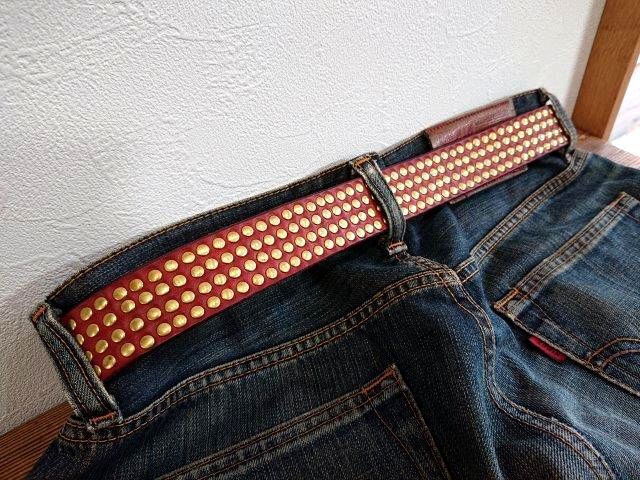 solid brass スタッズベルト ヴィンテージ 本革 真鍮 ビンテージスタッズベルト/ VINTAGE STUDS BELT | SittingBull