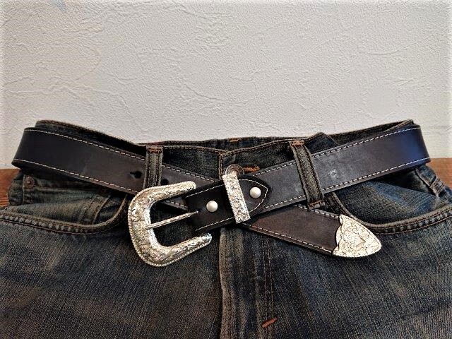 栃木レザー3ピースバックルベルト【ブラック】38mm【WESTEN BUCKLE 栃木レザー3ピースバックルベルト【ブラック】38mm【WESTEN BUCKLE