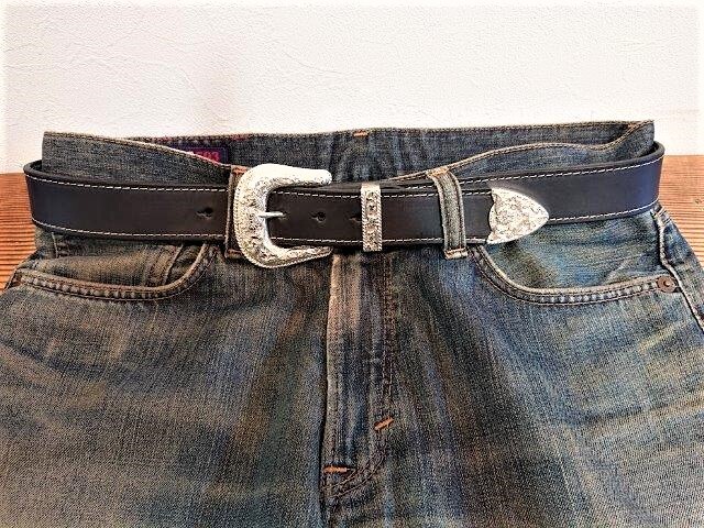 栃木レザー3ピースバックルベルト【ブラック】38mm【WESTEN