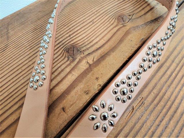 栃木レザー ヌメ革 【ナチュラル】 35mm スタッズベルト デザイン