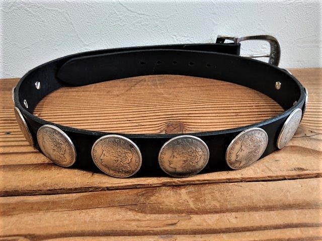 コンチョベルト【OLD MORGAN DOLLAR CONCHO 】 38mm  栃木レザーベルト　ベルトカラーが選べます