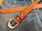 【完成・即納品】栃木レザー柔革ベルト【ライトブラウン】35ｍｍ　バックル付お買い得セット　36インチ（91ｃｍ）