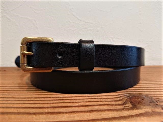 ナローベルト  栃木レザー 20ｍｍ　真鍮バックル574　剣先40cm ロングタイプ　カシメ留め