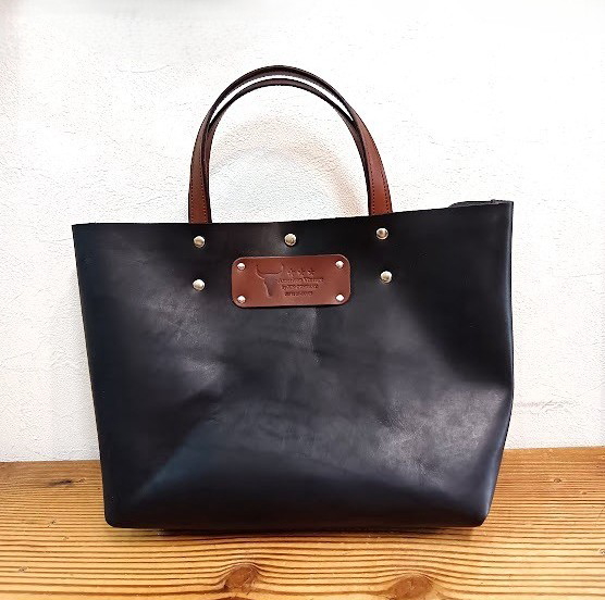 セール品！【完成品】栃木レザー製 JUN COMPANYオリジナルミニトートバッグ【ブラック】