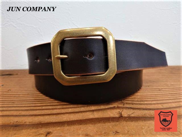 栃木レザー手染めベルト 丘染め 【ダークブラウン】 38mm バックル付