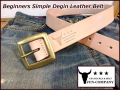 栃木レザーベルト　ビギナーズベルト　シンプルデザイン　オイル多脂革　革ベルト【生成ナチュラル】38ｍｍ 真鍮バックル付きベルト