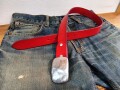 【完成・即納品】栃木レザーベルト【レッド】35ｍｍ　トップバックル付お買い得セット　30インチ（76ｃｍ）セール品