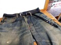 栃木レザーナローベルト 剣先ポイントスタッズ　カラーストーンデザイン 20ｍｍ／25ｍｍ　剣先ロングタイプ【ブラック】　カシメ留め