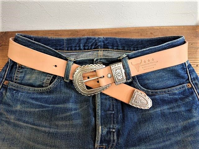 IVAN3ピースバックル付き　栃木レザー　革ベルト　ウエスタンベルト36ｍｍ【IVAN WESTEN BUCKLE 3P SET】ベルトカラーが選べます