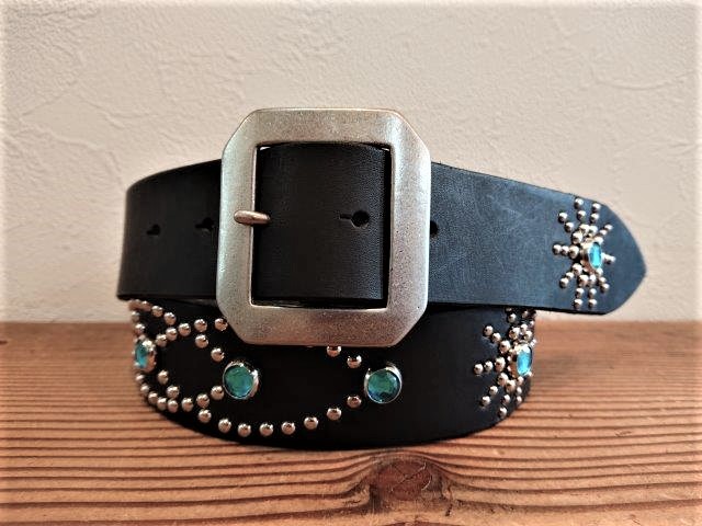 ラディアルデザインスタッズベルト　栃木レザー40ｍｍ【ベルト革＆スタッズカラーが選べます】