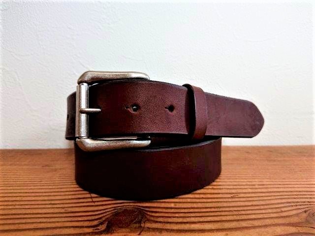 栃木レザーベルト　オイル多脂革　革ベルト　【ベルトカラーが選べる】35ｍｍ　艶消しシルバーローラーバックル付きベルト