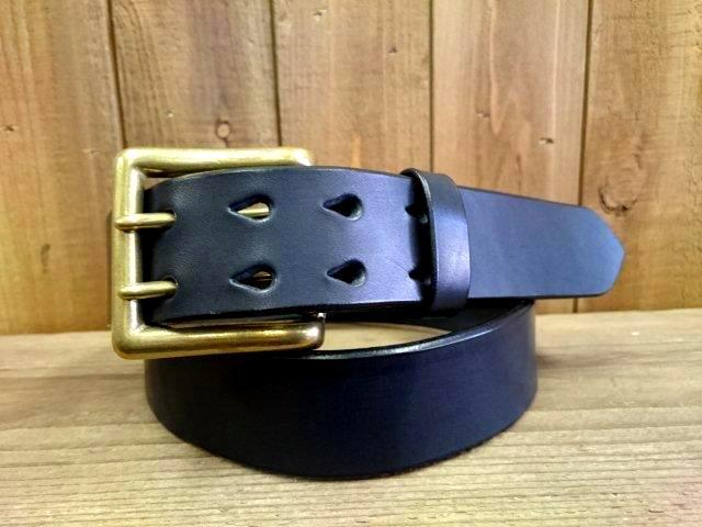 栃木レザーベルト【ブラック】38mm／ダブル太ピンベルト