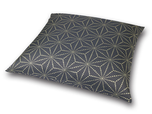 座布団カバー　彩り麻の葉　青