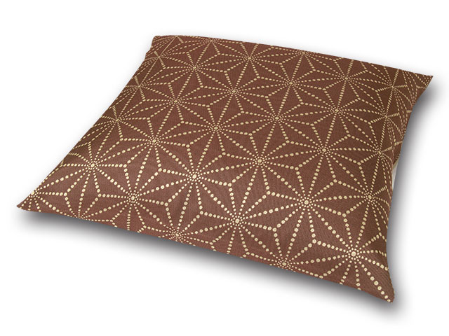 座布団カバー　彩り麻の葉　茶