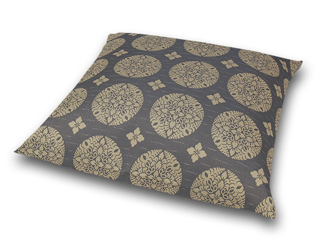 座布団カバー　彩り花紋 青