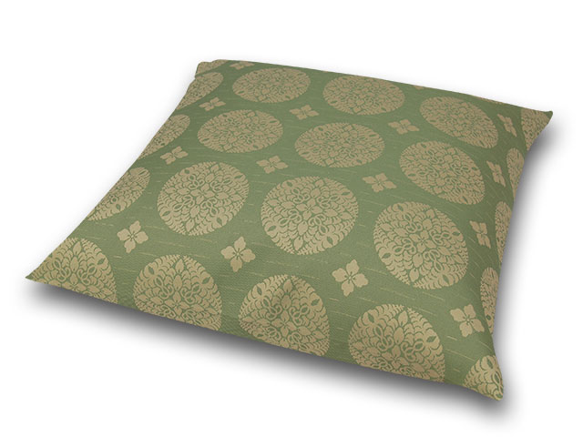 座布団カバー　彩り花紋 緑