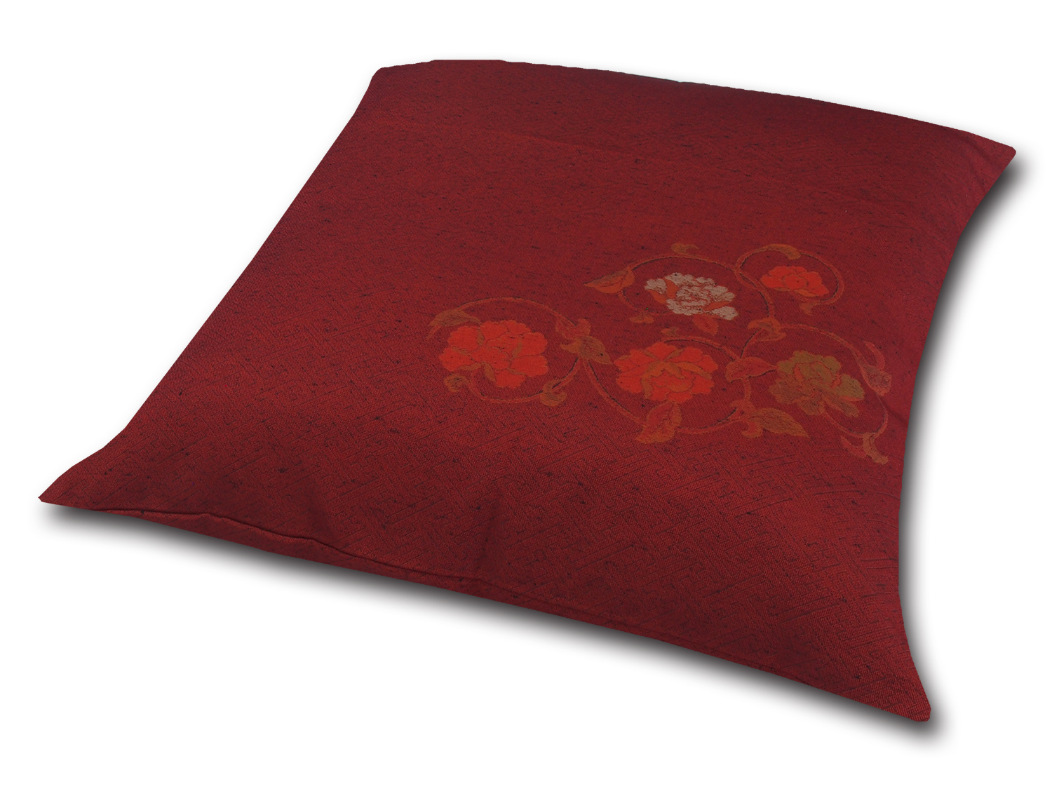 ■業務用座布団専門店【十人色彩】紬（つむぎ）織り座布団カバー■熟練職人の匠■絵羽織シリーズ「花」赤 EBO-6065a