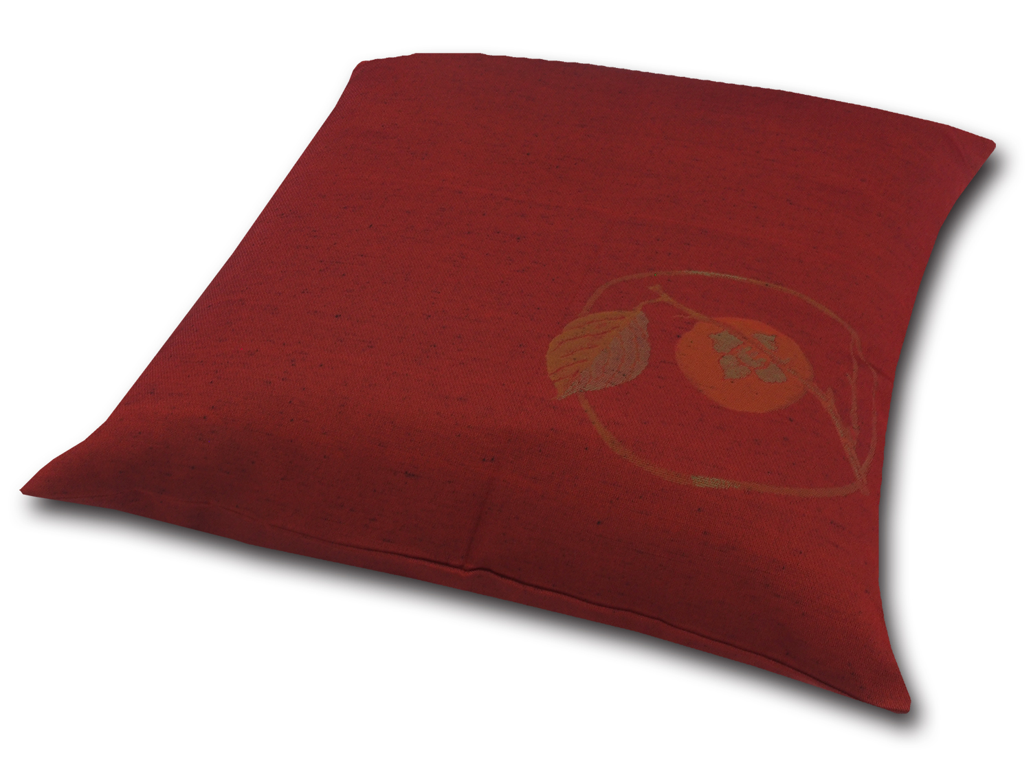 ■業務用座布団専門店【十人色彩】紬（つむぎ）織り座布団カバー■熟練職人の匠■絵羽織シリーズ「柿」赤 EBO-6064a