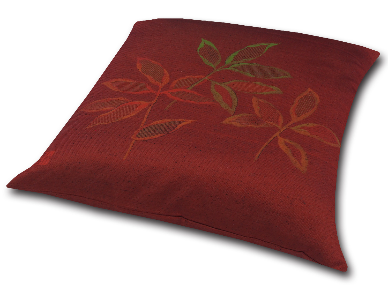 ■業務用座布団専門店【十人色彩】紬（つむぎ）織り座布団カバー■熟練職人の匠■絹交絵羽織「葉群」赤 EBA-KINU06a