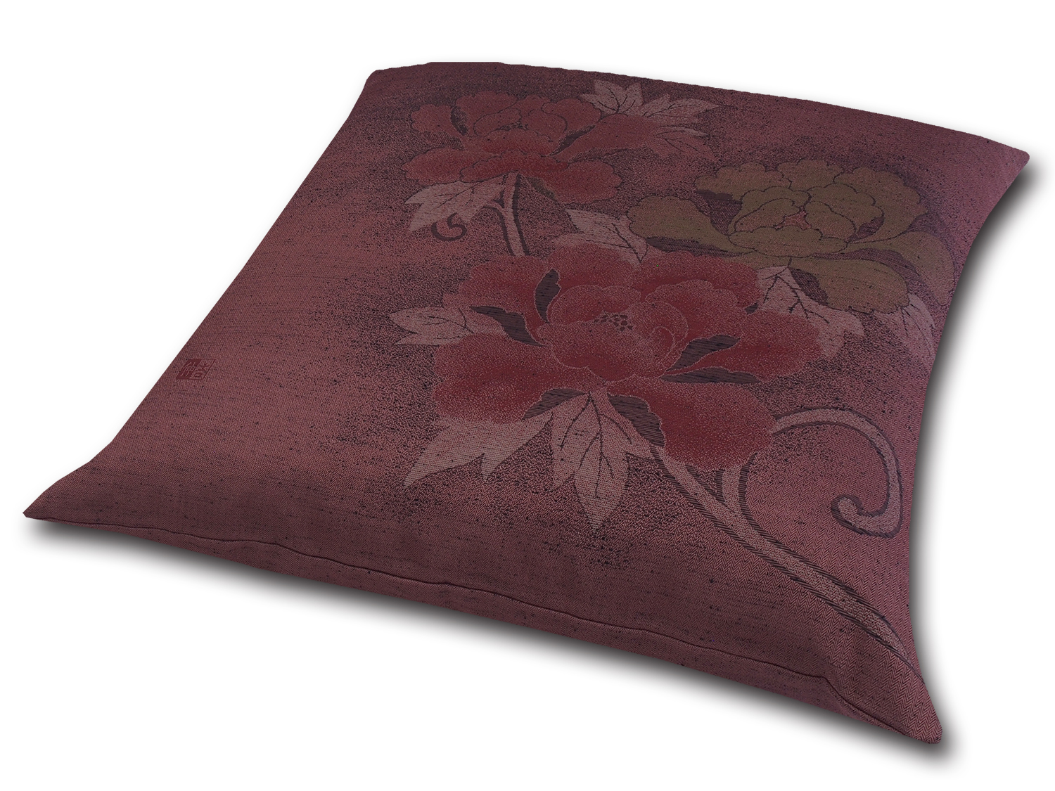 ■業務用座布団専門店【十人色彩】紬（つむぎ）織り座布団カバー■熟練職人の匠■絹交絵羽織「ぼたん」ローズ EBA-KINU07