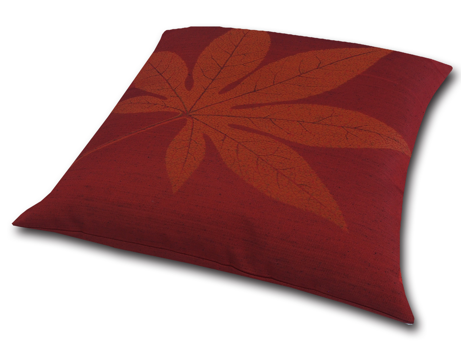 ■業務用座布団専門店【十人色彩】紬（つむぎ）織り座布団カバー■熟練職人の匠■絹交絵羽織「大もみじ」赤 EBA-KINU02a