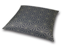 座布団カバー　彩り麻の葉　青