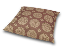 座布団カバー　彩り花紋 茶