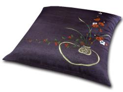 ■業務用座布団専門店【十人色彩】紬（つむぎ）織り座布団カバー■熟練職人の匠■絹交絵羽織「和」パープル EBA-KINU04