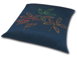 ■業務用座布団専門店【十人色彩】紬（つむぎ）織り座布団カバー■熟練職人の匠■絹交絵羽織「葉群」青 EBA-KINU06ｂ