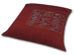 ■業務用座布団専門店【十人色彩】紬（つむぎ）織り座布団カバー■熟練職人の匠■絵羽織シリーズ「魚群」赤 EBO-6061a