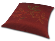 ■業務用座布団専門店【十人色彩】紬（つむぎ）織り座布団カバー■熟練職人の匠■絹交絵羽織「葉群」赤 EBA-KINU06a