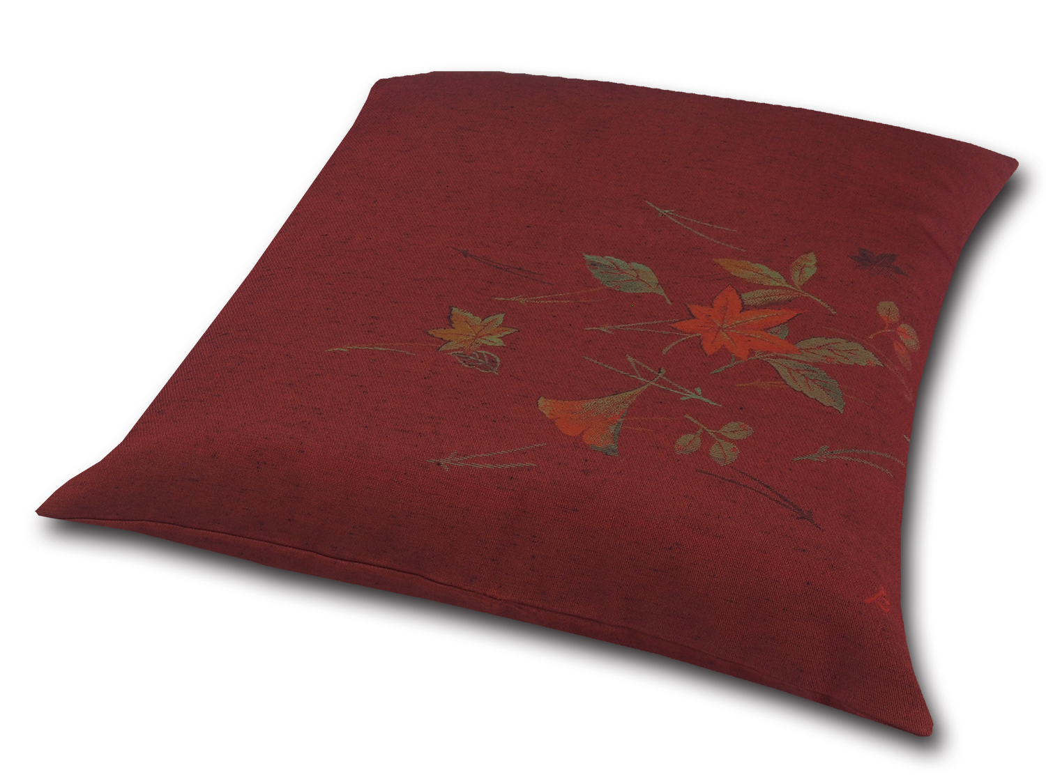 ■業務用座布団専門店【十人色彩】紬（つむぎ）織り座布団カバー■熟練職人の匠■絵羽織シリーズ「もみじ」赤 EBO-6063a